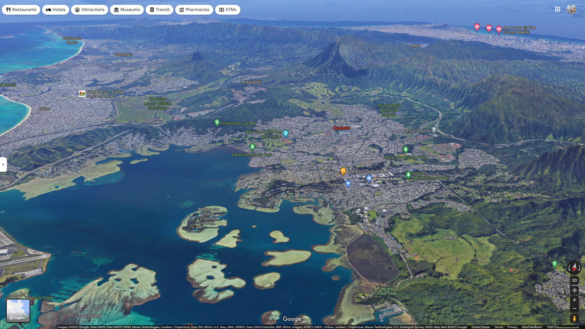 Kaneohe Aerial Map Hawaii